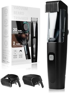 TEPOTZ Beard Trimmer for Men, 40 Length Adjustable Blade Wheel, Stainless Steel Blade for Precision Facial Hair Trimming, Waterproof Wet/Dry Beard Trimmer, LCD Display, Powerful Suction