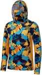 BASSDASH Men’s UPF 50+ Fishing Hiking Camo Hoodie Shirt with Face Mask Lightweight Neck Gaiter Long Sleeve