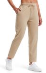 Libin Women's 4-Way Stretch Golf Pants 7/8 Ankle Casual Workout Athletic Sweatpants Dress Work Pants with Pockets for Joggers, Yoga, Lounge, Travel, Khaki M