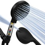 SparkPod 10-Mode Filtered Shower Head with Hose - 5" High Pressure Shower Heads with Filter - Handheld Shower Head Filter with Built-in Power Jet, Stainless 6ft Hose and Bracket (Black Matte)