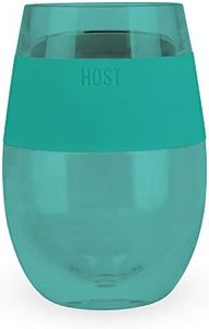 Host Cooling Cup Set of 1 Plastic Double Wall Insulated Freezable Drink Chilling Tumbler with Freezing Gel, Wine Glasses for Red and White Wine, 8.5 oz, Translucent Green