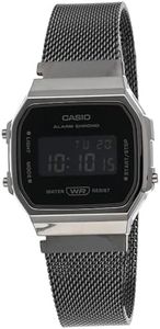 Casio A168WEMB-1B Digital Black Strap Unisex Adult Watch, Black Dial, 38.6 × 36.3 × 9.6 mm