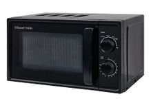 Russell Hobbs 17L Small Microwave Black Manual Textures 700W with 5 Power Levels & 30 min Timer, Defrost Function & Easy Clean, RHM1725B