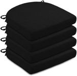 LOVTEX Chair Cushions for Dining Chairs 4 Pack - Memory Foam Chair Pads with Ties and Non-Slip Backing - Seat Cushion for Kitchen Chair 16x16x2, Black