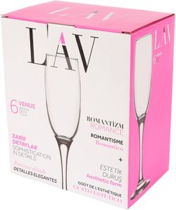 LAV Champagne Flutes 220ml – 12-Pack Glass Set