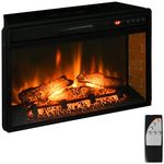 HOMCOM 27" Electric Fireplace Insert for Wooden Cabinet, Recessed Fireplace Heater with Realistic Log Flame, 4 Brightness Settings, Adjustable Temperature, 6H Timer, Remote Control, 1400W, Black