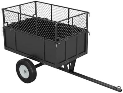 Heavy Duty 750 lbs Steel ATV Utility Dump Trailer, 17 Cu.ft Tow Behind Garden Cart with Quick Dump, Collapsible Mesh Sides, Pneumatic Tires, for Hauling Firewood Yard Work Lawn Mower Tractor