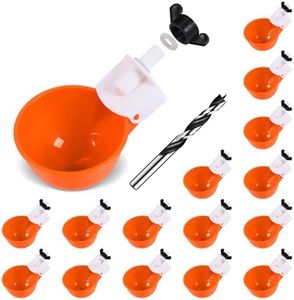 psarnuk Chicken Waterer Cups (16 Pack/Orange) - DIY Automatic Large Chicken Water Feeder for Ducks Quail and Various Poultry Dispenser with Matching Drill, Double Rubber Ring, Not Leaking Wate