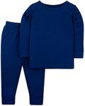 Lamaze Baby Boys' Super Combed Natural Cotton Thermal Long Johns, 2 Piece, Blue, 2 Years