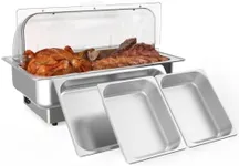 RIEDHOFF Transparent Lid Electric Chafing Dish Set, 1 x 1/1 + 2 x 1/2 Pan, silver