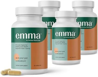 Emma Gut Health - 4 Pack - Gas and Bloating Relief, Constipation, Leaky Gut Repair - Gut Cleanse & Restore Digestion - Regulate Bowel Movement. Probiotics and Laxative Alternative, 240 Capsules