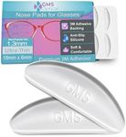 GMS Optical Adhesive Silicone Nose Pads for Glasses |1.3mm Ultra-Thin, 18mm Large | Non Slip Glasses Grips for, Sunglasses and Eyewear w/Super Sticky Backing, Eyeglass Accessories (5 Pairs, Clear)