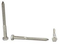 Stainless 3/8 x 4" Hex Lag Screw (1" to 5" Lengths Available in Listing), 18-8 Stainless Steel, 25 Pieces (3/8 x 4")