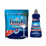 Finish 24 Tablets, Powerball All in 1 Max Dishwasher Tablets & Finish 400 ml Rinse Aid Liquid, Shine & Dry | Upto 80 washes | World's #1 Recommended Dishwashing Brand