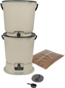 Lot de 2 composteurs Bokashi Essential 15,3L+1kg de Brain+1 Base-Crème