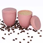 Eha Earth Friendly Retro Coffee Mug with Lid | Tea Cup Set of 2 | 250 ml | Made with Rice Husk | Microwave Safe Mugs for Gifting | Innocent