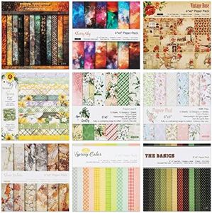 Briartw 108 Sheets Paper Pad 6x6inch Single Sided Patterned Cardstock ,Texture,Flower,Starry,Vintage Rose Perfect for Cards Making, Scrapbook Pages, Tags, Journal and Planner Pages, Die Cutting,