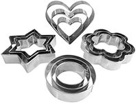 YXCLIFE Metal Cookie Cutters Set - Star Cookie Cutter Round Biscuit Cutter Heart Small Star Cookie Cutters Mini Flower Molds Cutter for Baking (12 Round Heart Flower Star Cookie Cutters)