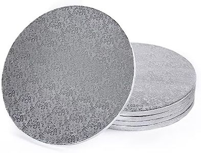 Miss Bakery's House® Cake Drum - 12 mm - Ø 20 cm - argenté - 5 pièces - plateau de gâteau épais - stable - recouvert d'un film - transporter sûr des gâteaux - couches de pile