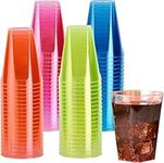 MATANA 40 Neon Party Cups, Coloured Hard Plastic Cups, 210ml - Tumblers for Drinks, Cocktails, Desserts - Birthdays, Christmas, Picnic, BBQ, Parties - Sturdy & Reusable