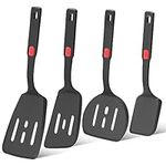 POTWIY Silicone Spatula Turner Set, 600°F Heat Resistant Spatulas Silicone Kitchen Cooking Utensils Set for Nonstick Cookware, BPA Free Rubber Spatula for Flipping Fish, Pancake, Egg, Burger, 4 Pack