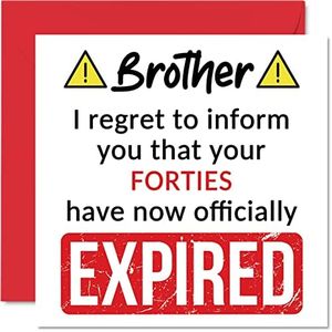 Funny 50th Birthday Cards for Brother - Your Forties Have Expired - Happy Birthday Card for Brother from Sister Step Brother Sibling, 5.7 x 5.7 Inch Joke Humor Bday Greeting Cards Gift