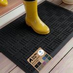GORILLA GRIP Durable Natural Rubber Door Mat, Waterproof, 23x35, Low Profile, Heavy Duty Welcome Doormat for Indoor and Outdoor, Easy Clean, Rug Mats for Entry, Patio, Busy Areas, Black Maze