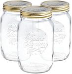 3x 1L Quattro Stagioni Glass Food Preserving Jars - Tea Coffee Spice Pasta Cereal Container Set with Airtight Lids - By Bormioli Rocco