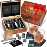 Whisky Gift Set – Whisky Glass Set of 2, Stones, Coasters & Wooden Box – Birthday Gifts for Men Husband Friend Dad Boyfriend Brother Boss Father in Law - Whiskey Gift Sets for Men by Royal Reserve