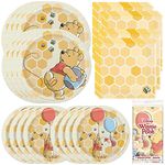 Unique Disney Winnie The Pooh Dinnerware Party Bundle | Luncheon Napkins, Dinner & Dessert Plates, Table Cover | Great for Themed Parties, Kid's Birthday, Halloween - Officially Licensed by Unique