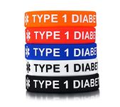 VNOX Silicone Rubber Medical Bands TYPE 1 DIABETES Rubber Medical Wristbands for Kids Children