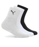 Puma Unisex-Adult ESS Quarter Socks 3P, Black-White-Griffin, 39/42 (68569501)