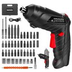 Electric Cordless Screwdriver,MQUPIN 47-in-1 Drill Driver Screwdriver Set,3.6V Battery Power Rechargeable Screwdriver kit,Rotatable Dual Position Handle with LED Light Charger for Home Office Work