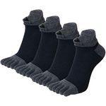 VWELL Cotton Toe Socks Five Finger Socks No Show Crew Athletic Running Socks 4 Pairs,Size 7-11, Dark Blue(4 Pairs), 7-11