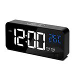 CHEREEKI Alarm Clock, Digital Clock with Temperature Display, Snooze, USB Powered Rechargeable Clock with Dual Alarms for Bedroom, Bedside, Office& Travel