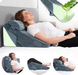 Lunix LX6 3-Piece Compact Support for Reading, Rest & Leg Elevation, Premium Odor-Free Orthopedic Bed Wedge Pillow Set, Memory Foam, Washable Cover, Stone Navy with Aloe Vera