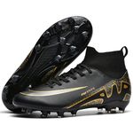 Men's Soccer Shoes Football Cleats High-Tops Lace-Up Non-Slip Spikes Indoor Outdoor Sports Athletic Baseball Lacrosse Sneaker, Black-2309, 7 UK