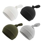 Bamery Newborn Hospital Hat Organic Cotton Baby Hat 0-12 months Preemie Infant Boy Girl Beanie Cap 4-Pack (4pack-c, 0-3 Months)