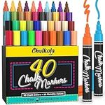 Chalkola Liquid Chalk Pens for Blackboard, Chalkboard, Whiteboard, Window, Labels, Glass, Board - Pack of 40 (Neon, Pastel & Metallic) Paint Colours - Wipeable Chalk Markers - 6mm Reversible Tip