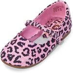 DREAM PAIRS Girls Mary Jane Rhinestone Dress Shoes Slip On Ballet Toddler Flats for Party, Wedding, Christmas Muy-Shine-Infant Pink Leopard Size 7 Toddler