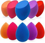 AIMILIQI Makeup Sponge - 10 Pcs Makeup Sponge Set with Beauty Foundation Sponge Blender Holder, Flawless for Liquid, Cream, and Powder, Multi-Colored Makeup Sponges.(Multicolor)