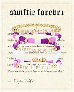 JALZEMPL 5Pcs Eras Tour Outfits Taylor Bracelets Swiftie Lover 1989 Reputation Speak now Fearless Taylor Outfit Friendship Jewelry Music Gifts Fans Accessories (Lover), Acrylic Copper, no gemstone