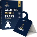 Moth Traps for Wardrobes 12 Pack, Clothes Moth Killer With Pheromone, Clothes Carpet Protection Repellent, Sticky Paper Traps for Moths Treatment by Felyne