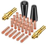 SUNJOYCO 28PCS Flux Core Gasless Nozzle Tips Kit KP1939-1, 0.030" & 0.035" Contact Tips Gas Diffusers Mig Welding Gun Accessory, Compatible with Lincoln Magnum 100L & Weld-Pak MIG Welder