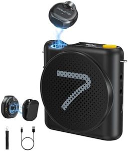 7RYMS WA2 Voice Amplifier with Wireless Lavalier Microphone for Teachers, Portable Speaker Clip-On Mic- Noise Canceling, 164ft Range, 23H Working, Lapel Amplifier for Teaching, Speech, Guide(Black)