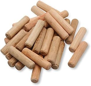 BokWin 100 Pack Wooden Dowel Pins 12mm x 50mm (Approx 1/2" x 2") Wood Fluted Dowels Rods Kiln Dried Fluted and Beveled, Hardwood Crafts Dowel Pegs