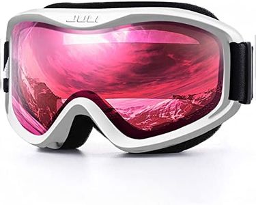 Juli Kids Ski Goggles,Snow Snowboard Goggles Boy Girl Snowmobile Skiing Skating Age 3-8 (Matte White Frame/Vermillion Red Lens)