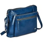 Wise Owl Accessories Small Soft Pebbled Real Leather Crossbody Handbags Purses Sling Crossover Shoulder Bag (Sapphire Blue Nappa)