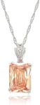 RIZILIA ICON Birthstone Necklace for Women - Rectangular Radiant Cut CZ Solitaire Pendant in November Champagne CZ - 18K White Gold Plated, 18"+2" Chain - Gift Boxed for Her, Mother Birthday