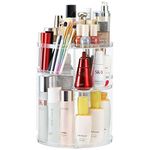 COOLBEAR 360 Rotating Makeup Organizer Clear Acrylic Cosmetic Storage with 6 Layers Large Capacity Fits Skincare Cream Perfume and More, M